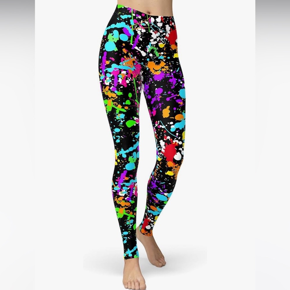 80's Neon Artistic Color Splash Leggings